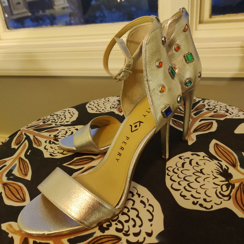 Katy Perry Silver Jeweled Sandals